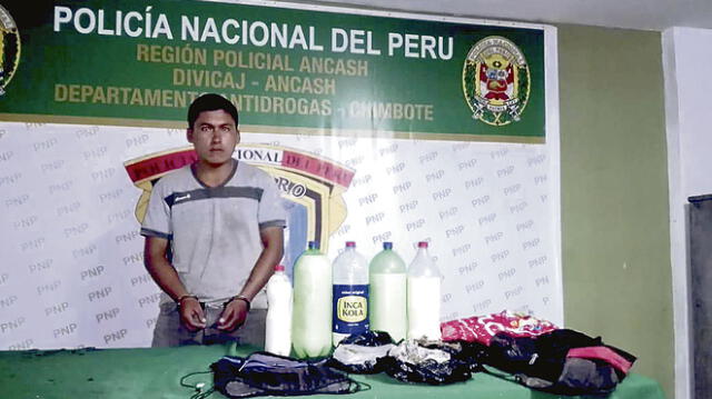 Detienen a narco con 12 litros de látex de opio en distrito de Moro