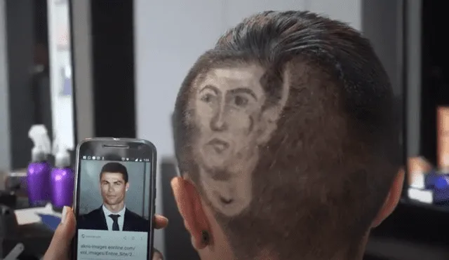 Barbero inexperto hace corte con el rostro de Cristiano Ronaldo y todo sale mal.