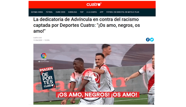 Luis Advíncula y el mensaje contra el racismo que no se vio tras celebrar su gol.