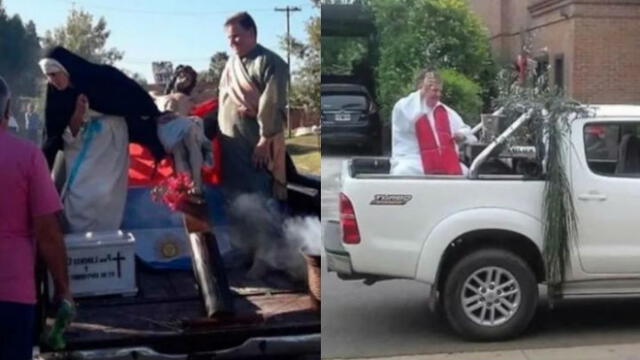 Los dos religiosos recorrieron las calles en camionetas. Fuente: Crónica.