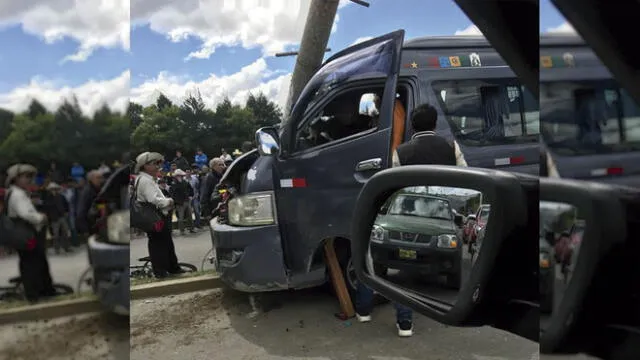 Cajamarca: pasajero queda atrapado en combi tras choque 