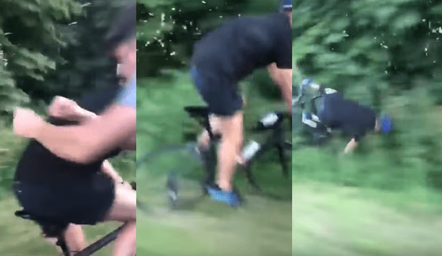 YouTube: ciclista maneja tranquilamente y jóvenes en auto lo empujan contra árboles [VIDEO]