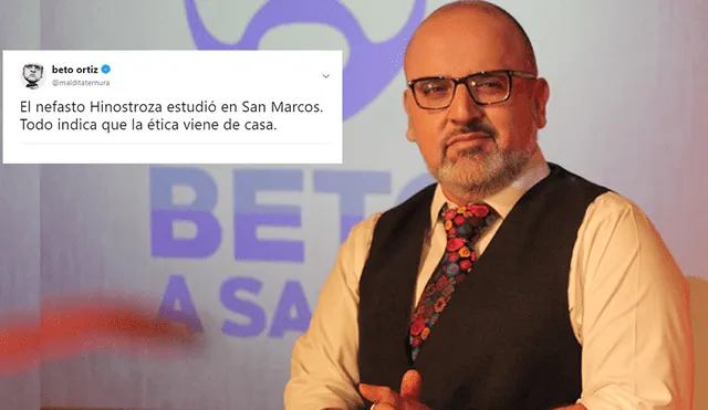 Beto Ortíz aclara tuit que vincula a César Hinostroza con San Marcos