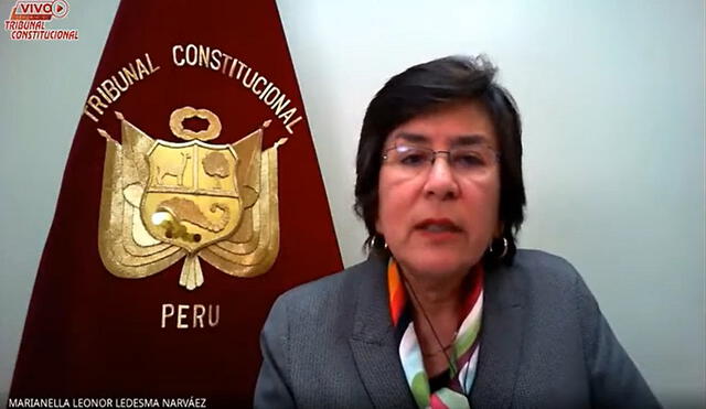 Marianella Ledesma voto en contra jutno a tres magistrados más. Foto: Captura de video TC.