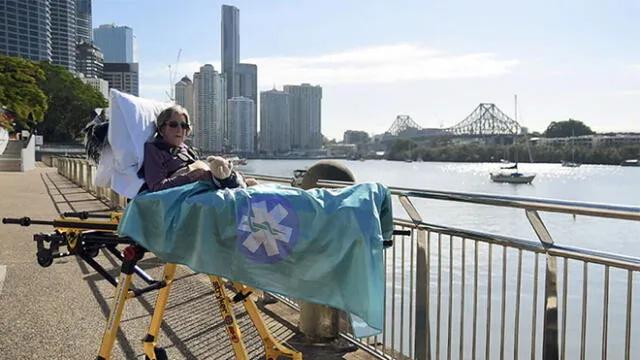 El deseo de Betty Dowsett, de 92 años, era ver el mar junto a los jardines botánicos de Brisbane. Foto tomada el 25 de julio de 2019. AFP.