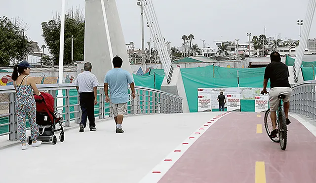 El puente. Las obras en el lado de Miraflores están listas. En San Isidro, en cambio, cada vez hay nuevos cambios. (Foto: John Reyes)