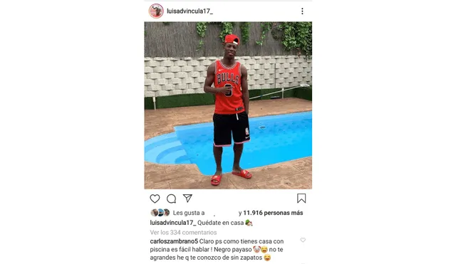 Carlos Zambrano bromea a Luis Advíncula en Instagram.