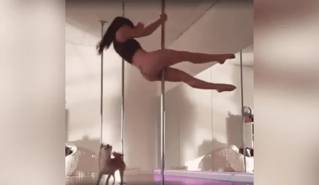 YouTube viral: bella joven hace sexy baile de ‘pole dance’ y su perro le arruina su presentación [VIDEO]