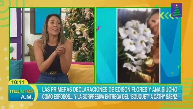 Cathy Sáenz responde a Rodrigo González tras llamarla "corriente" por pedirle bouquet a Ana Siucho. Foto: Captura