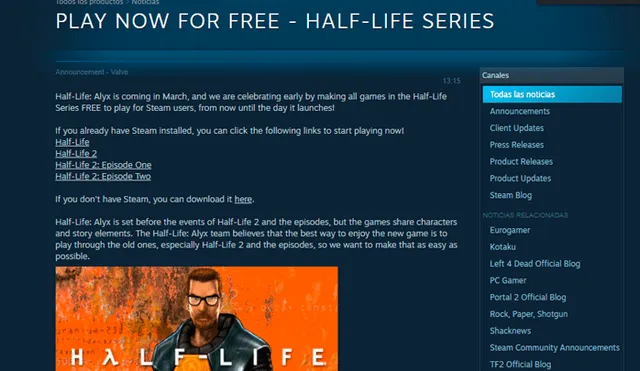 También al clásico Half-Life de 1999, con su modo online y el mapa 'Crossfire' incluido.