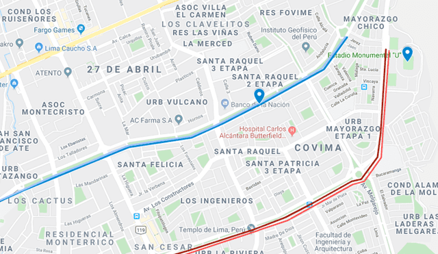 Desliza hacia la izquierda para conocer con Google Maps la ruta que usarán los hinchas para llegar al Estadio Monumental.