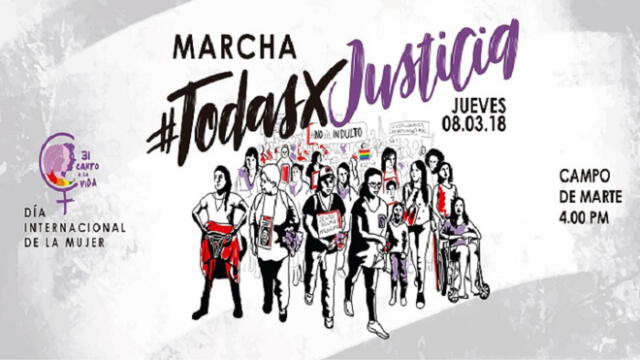 #TodasXJusticia: este jueves 8 se realizará la marcha nacional por el Día Internacional de la Mujer [RUTA]