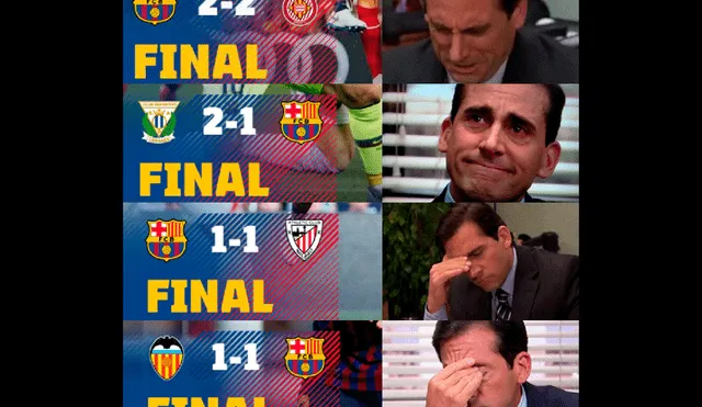 En Facebook, Barcelona es víctima de memes tras su empate con Valencia 