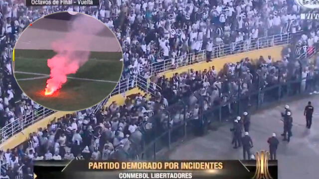 Bochornoso: hinchas del Santos lanzaron bombardas y se pelearon con la Policía [VIDEO]