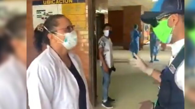 La doctora Huerta Trujillo temía por la vida de su colega, un residente de 32 años que necesitaba con urgencia oxígeno. Foto: Captura.