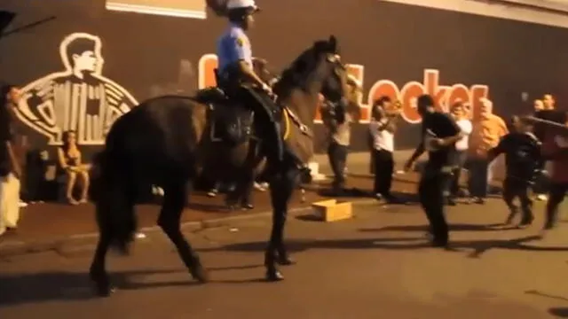 En Facebook: Caballo de policía baila para evitar que expulsen a músicos [VIDEO]