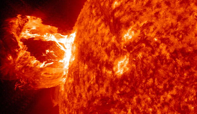 Durante el punto máximo del ciclo solar, se produce la mayor cantidad de erupciones o llamaradas. Foto: NASA.