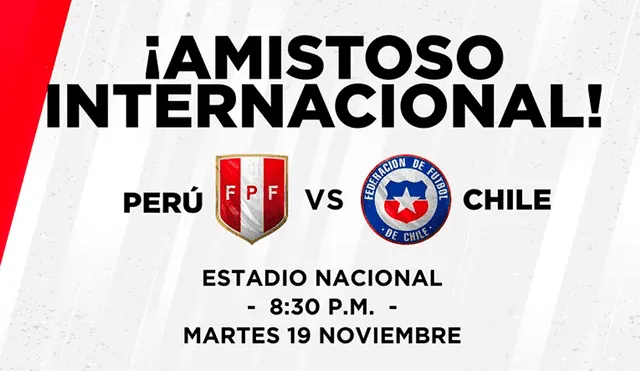 La selección peruana que dirige Ricardo Gareca enfrentará a Chile el próximo 19 de noviembre por la fecha FIFA en el estadio Nacional de Lima.