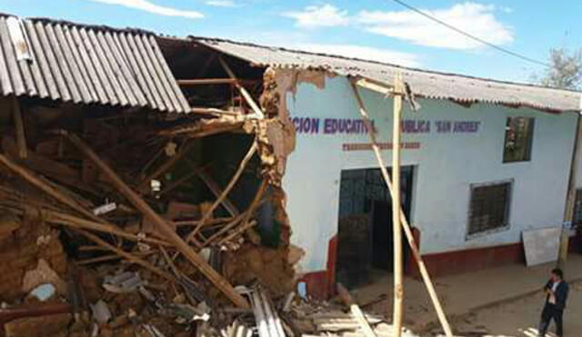 Cajamarca: colegio colapsa por las lluvias de 'El Niño costero' 