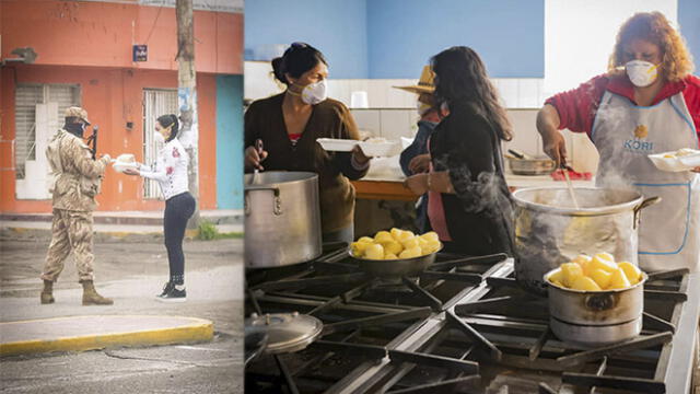 El Comité de Damas de la Región en Arequipa prepararon comida para apoyar a los agentes del orden que resguardan las calles en estos días de cuarentena.