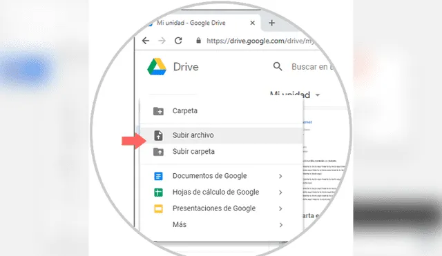 Abre tu Google Drive y sube el archivo PDF. Foto: Captura.