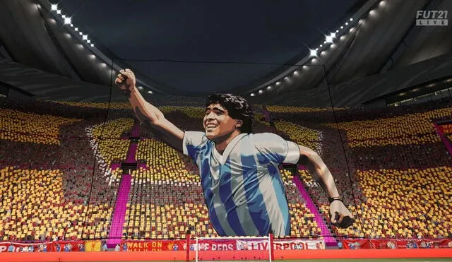 Tifo de Diego Armando Maradona en FIFA 21. Foto: captura/ El Output