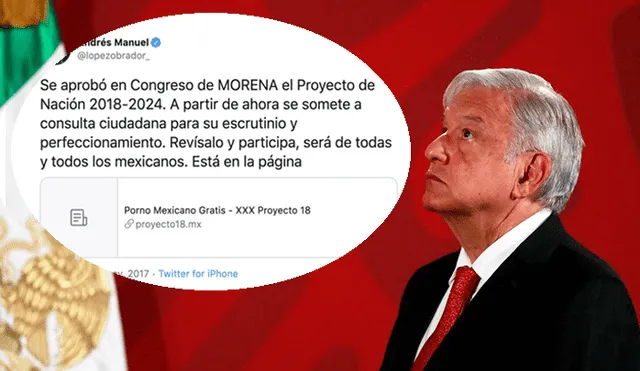 Andrés Manuel López Obrador también compartió tuits que envían al polémico sitio web. Foto: Diseño.