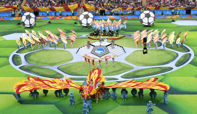 Como es tradición en cada edición de la Copa del Mundo, la FIFA organiza un espectáculo y show musical antes del partido inaugural. Foto: AFP