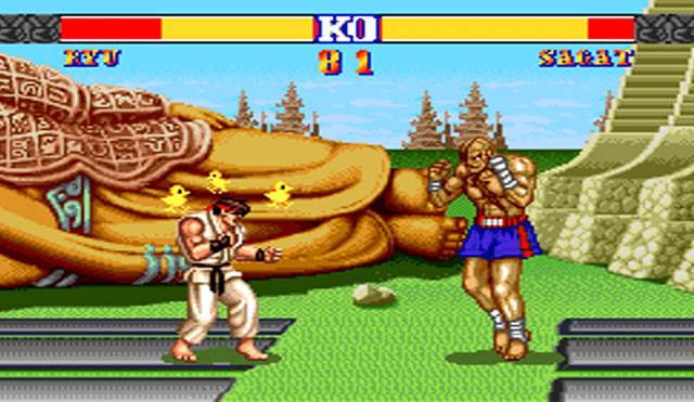 Ryu aturdido frente a Sagat en Street Fighter II. Foto: Captura.