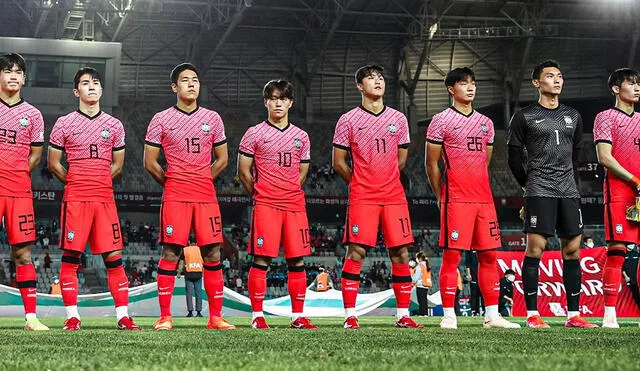 Corea del Sur en uno de sus amistosos de preparación rumbo a Qatar 2022. Foto: Twitter @theKFA