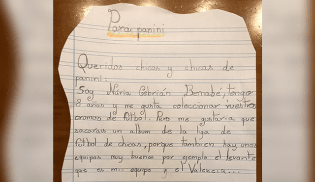 Twitter: Niña fanática del fútbol escribe carta a Panini por este insólito motivo [FOTOS]