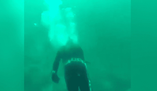 Vía Facebook. Un buzo se encontraba en el fondo del océano, sin imaginar que un feroz tiburón lo estaba acechando.