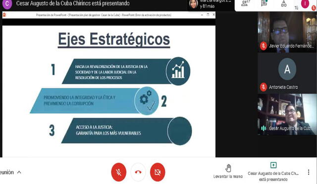 Presentación de planes de gobierno se realizó de manera virtual. Foto: Corte de Justicia de Arequipa.