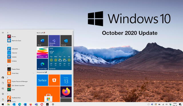 La actualización conocida hasta ahora como Windows 20H2, recibió un nombre oficial y llegará desde octubre hasta noviembre. Imagen: Softpedia News.