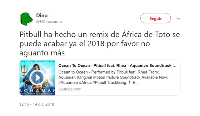 Aquaman: Pitbull reveló su cover de 'Africa' de Toto para cinta y divide a fans