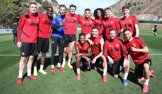 El plantel del United, en Marbella, sin la presencia de Ighalo ((Foto: Twitter Manchester United)