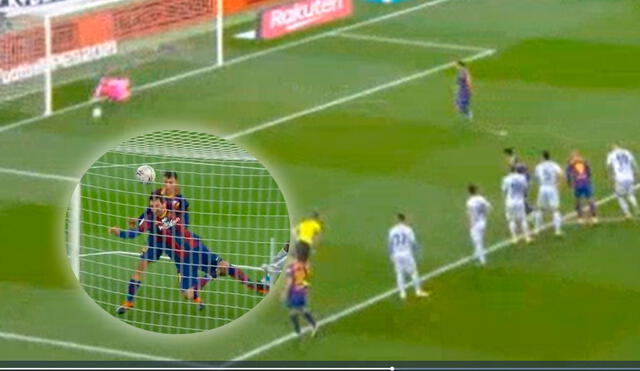 Antes de que termine el primer tiempo, Lionel Messi puso la paridad a través de un cabezazo. Captura: DirecTV