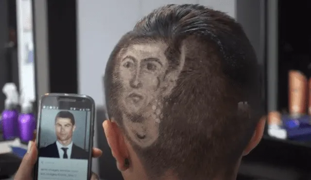 Barbero inexperto hace corte con el rostro de Cristiano Ronaldo y todo sale mal.