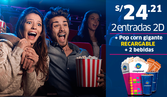 Black Friday: Desde S/ 24.21 por 2 entradas + combo recargable en Cineplanet