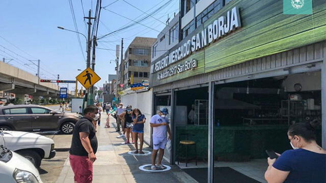 San Borja: municipalidad pinta círculos de dos metros de distancia en mercados del distrito [VIDEO]