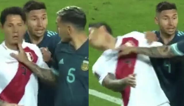 El momento de la agresión de Paredes a Lapadula en el Perú vs. Argentina. Foto: Movistar Deportes