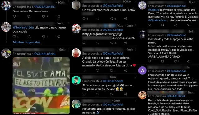 Comentarios en Twitter sobre la llegada de Benavente a Alianza Lima. Foto: captura