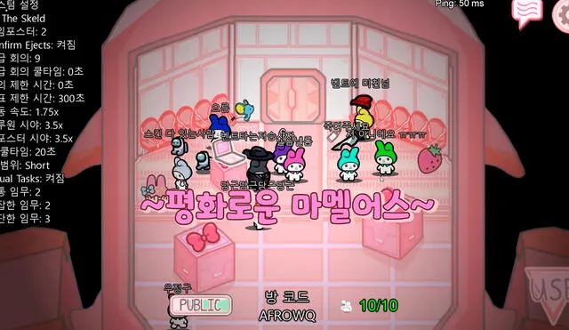 El tierno mod de Hello Kitty para Among Us solo está disponible para PC y en idioma coreano. Foto captura: YouTube