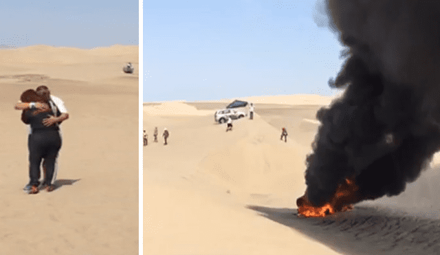 Rally Dakar 2018: Camioneta de Alicia Reina se incendia en Pisco