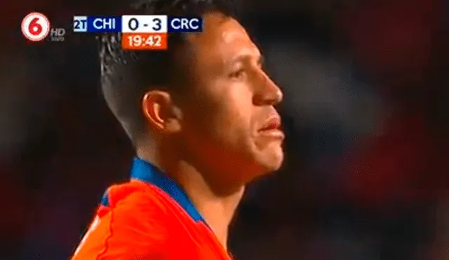 La frustración de Alexis Sánchez tras derrota de Chile ante Costa Rica