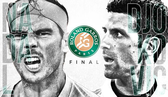 Rafael Nadal y Novak Djokovic se enfrentan en la final masculina de Roland Garros. Foto: Composición de Fabrizio Oviedo