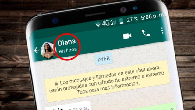 Última conexión de WhatsApp en Android.