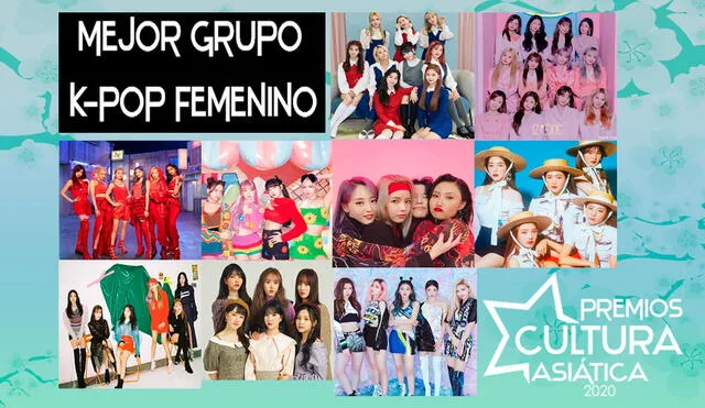 Todos los nominados al mejor grupo K-pop femenino de los PCA 2020. Foto: composición La República