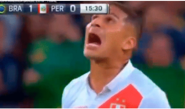 Paolo Guerrero tuvo una eufórica reacción tras el gol de Everton en el Perú vs. Brasil.