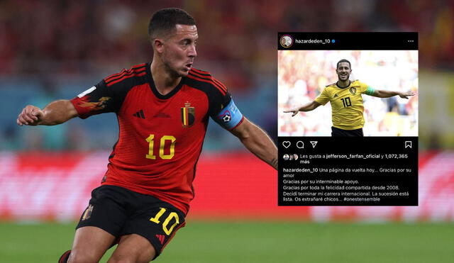 Hazard anotó 33 goles en su paso por la selección belga. Foto: Composición LR/AFP/Instagram